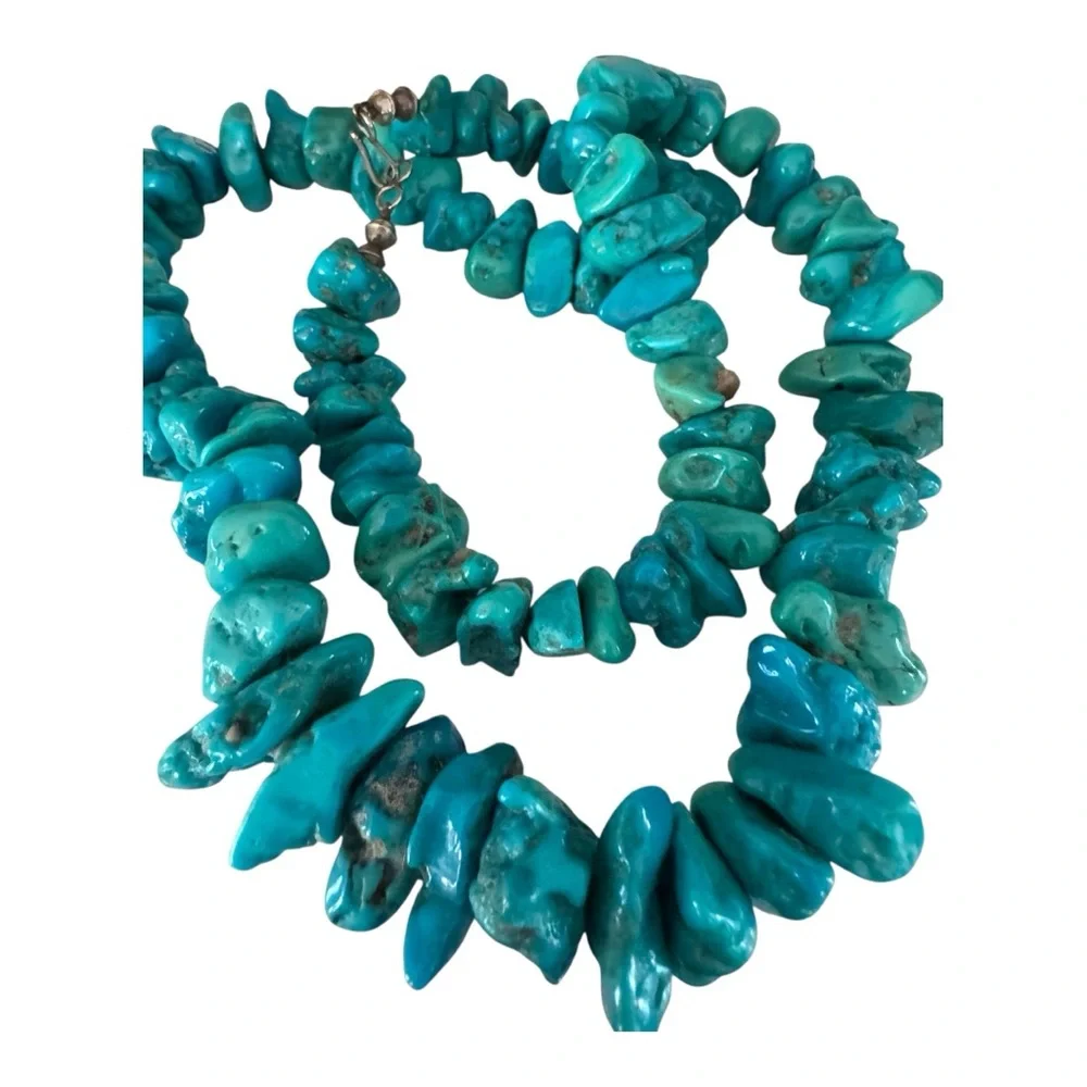 Turquoise‎ Nugget Chip Necklace 24” Long
